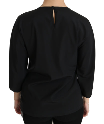 Dolce &amp; Gabbana Nero #dgfamily Top T-shirt Blusa in seta