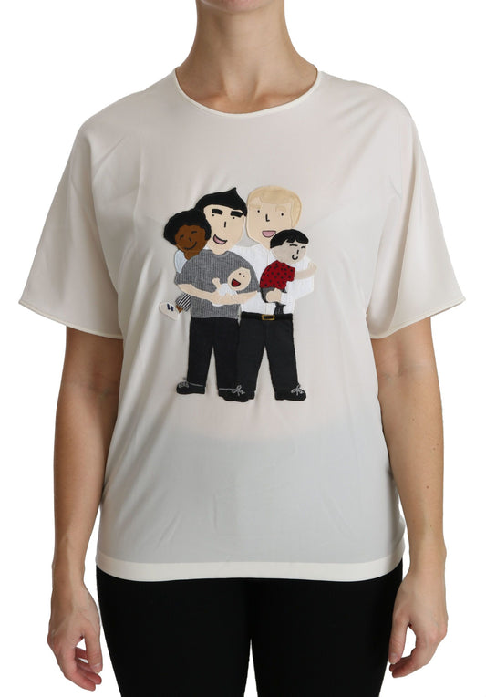 Dolce &amp; Gabbana Top bianco a maniche corte con patch #dgfamily