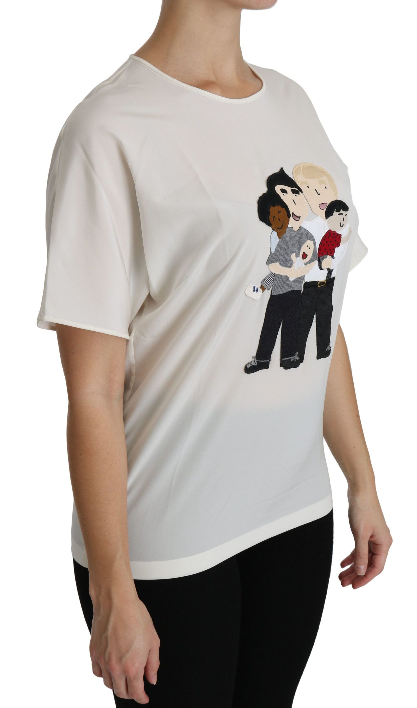 Dolce &amp; Gabbana Top bianco a maniche corte con patch #dgfamily
