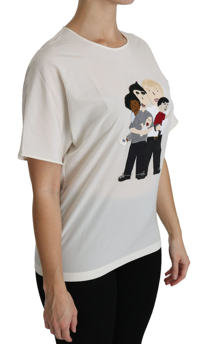 Dolce &amp; Gabbana Top bianco a maniche corte con patch #dgfamily