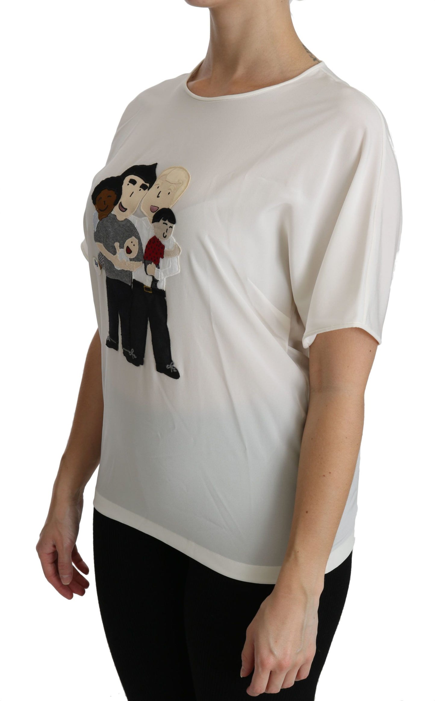 Dolce &amp; Gabbana Top bianco a maniche corte con patch #dgfamily