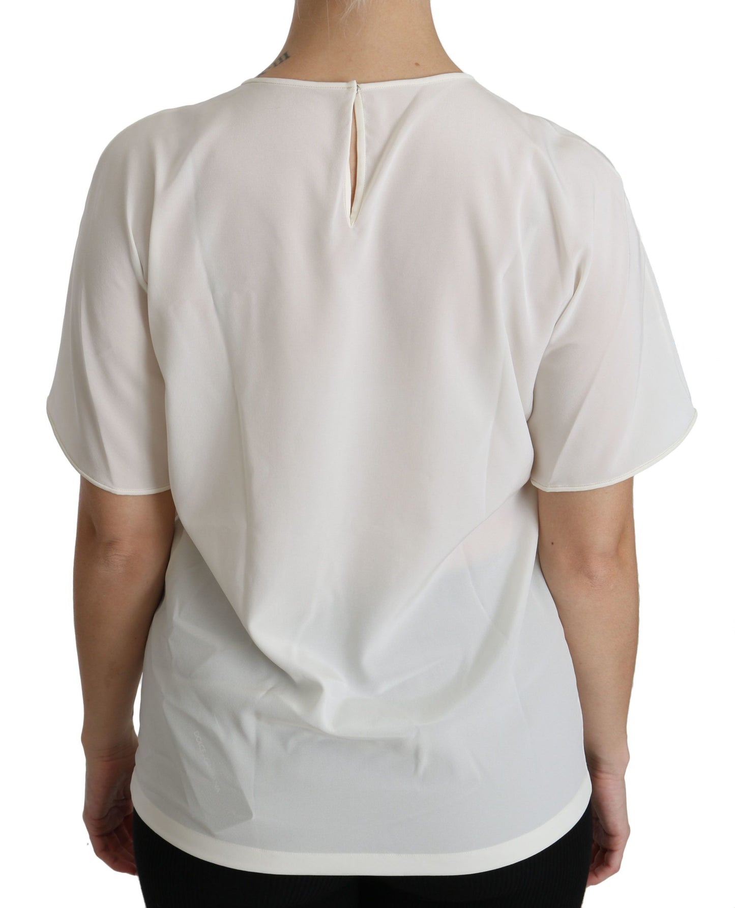 Dolce &amp; Gabbana Top bianco a maniche corte con patch #dgfamily