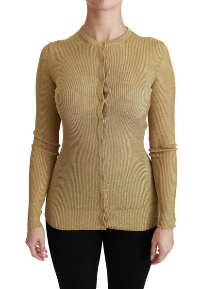Dolce &amp; Gabbana Cardigan in viscosa a maniche lunghe color oro