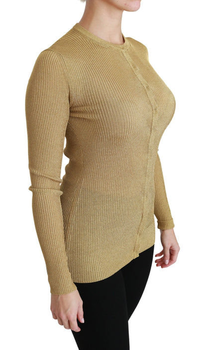 Dolce &amp; Gabbana Cardigan in viscosa a maniche lunghe color oro