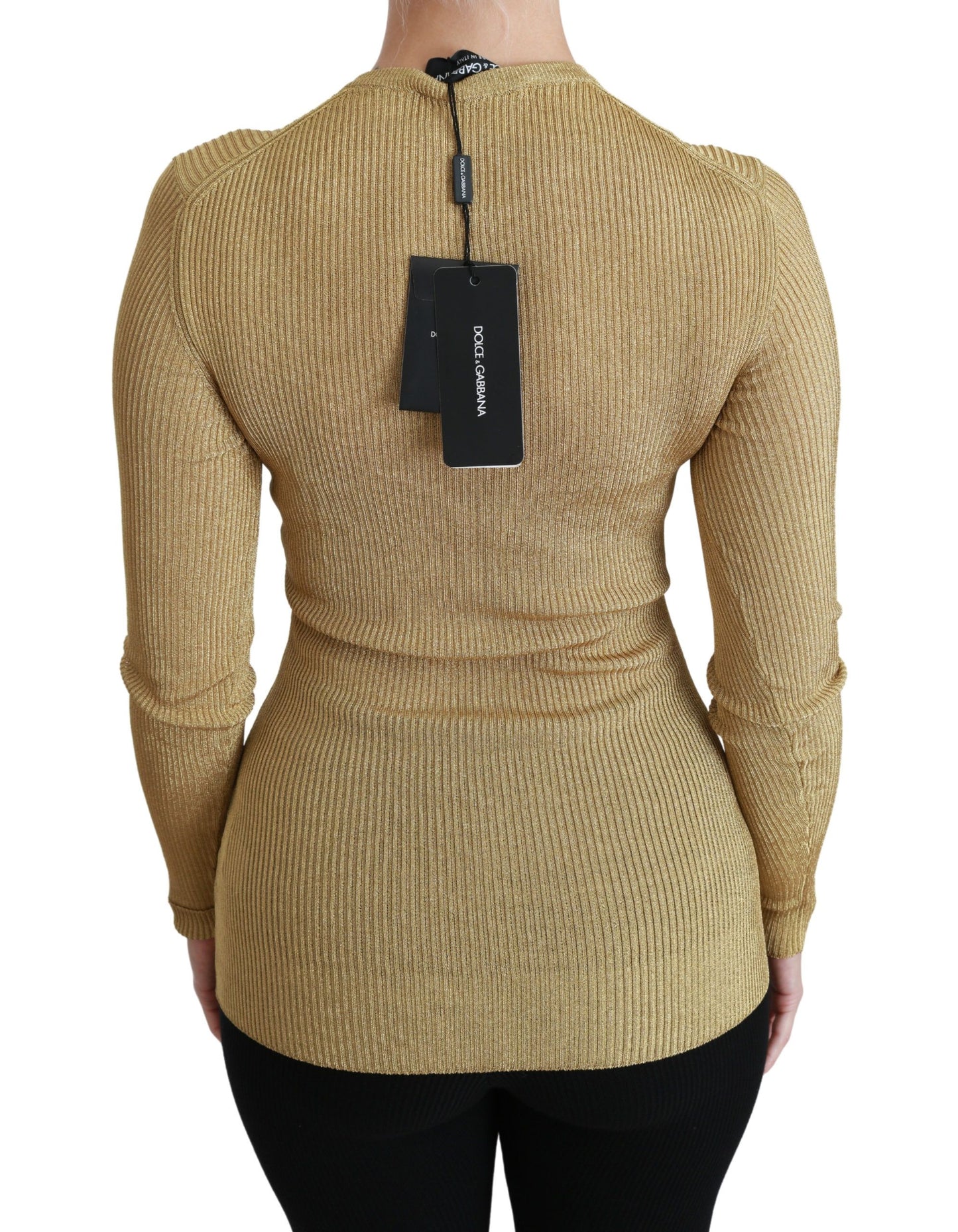 Dolce &amp; Gabbana Cardigan in viscosa a maniche lunghe color oro