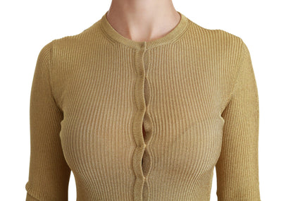 Dolce &amp; Gabbana Cardigan in viscosa a maniche lunghe color oro