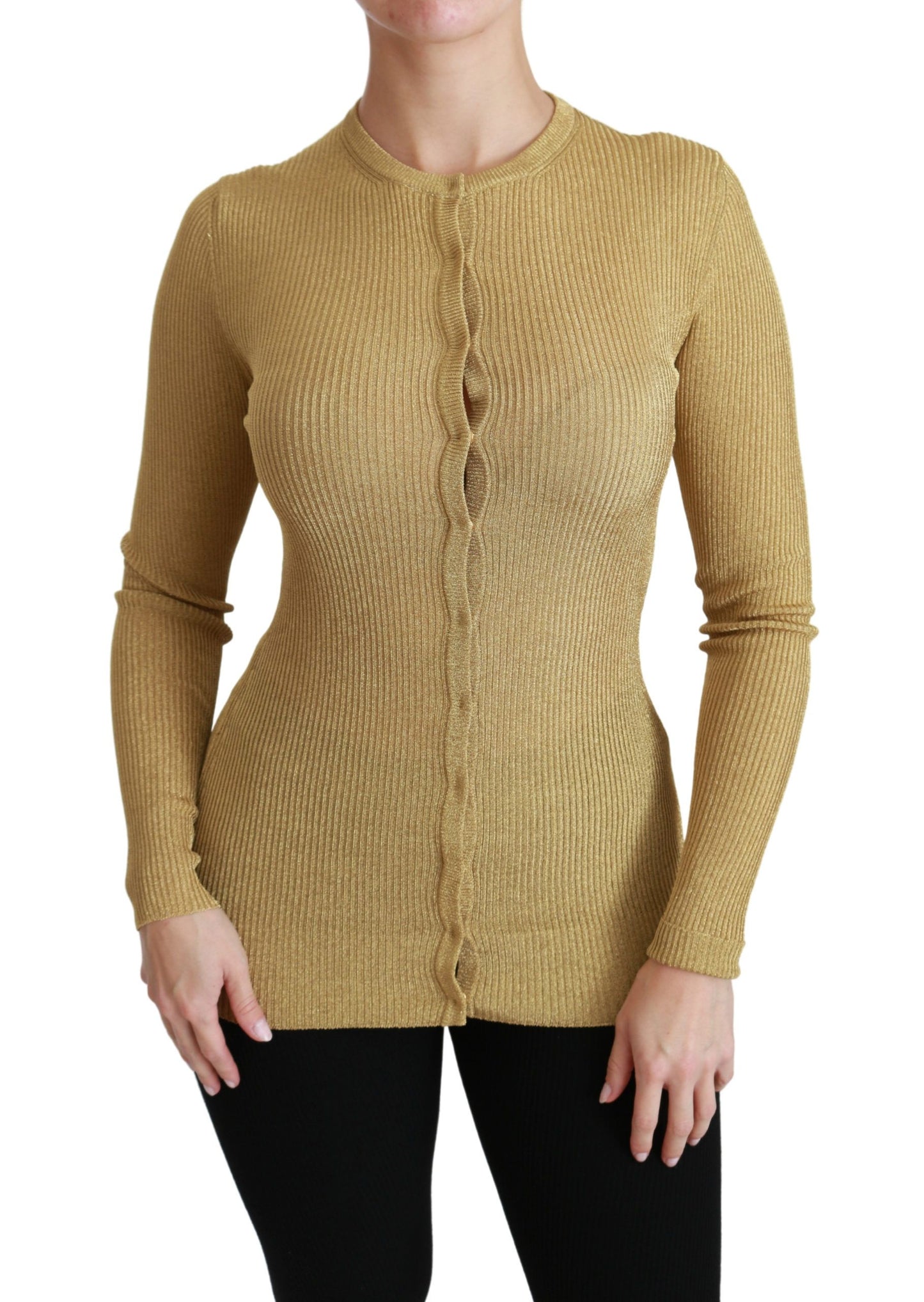 Dolce &amp; Gabbana Cardigan in viscosa a maniche lunghe color oro