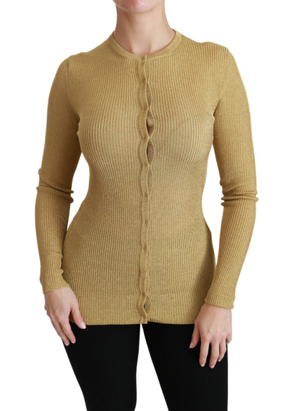 Dolce &amp; Gabbana Cardigan in viscosa a maniche lunghe color oro