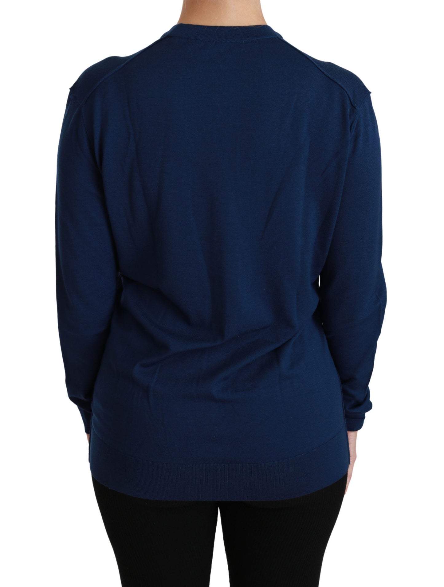 Dolce &amp; Gabbana Cardigan con bottoni blu Maglione in lana vergine