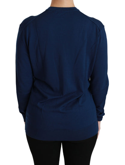 Dolce &amp; Gabbana Cardigan con bottoni blu Maglione in lana vergine