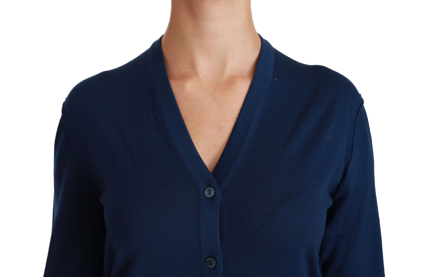 Dolce &amp; Gabbana Cardigan con bottoni blu Maglione in lana vergine