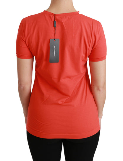 Dolce &amp; Gabbana T-shirt girocollo rossa a maniche corte in cotone
