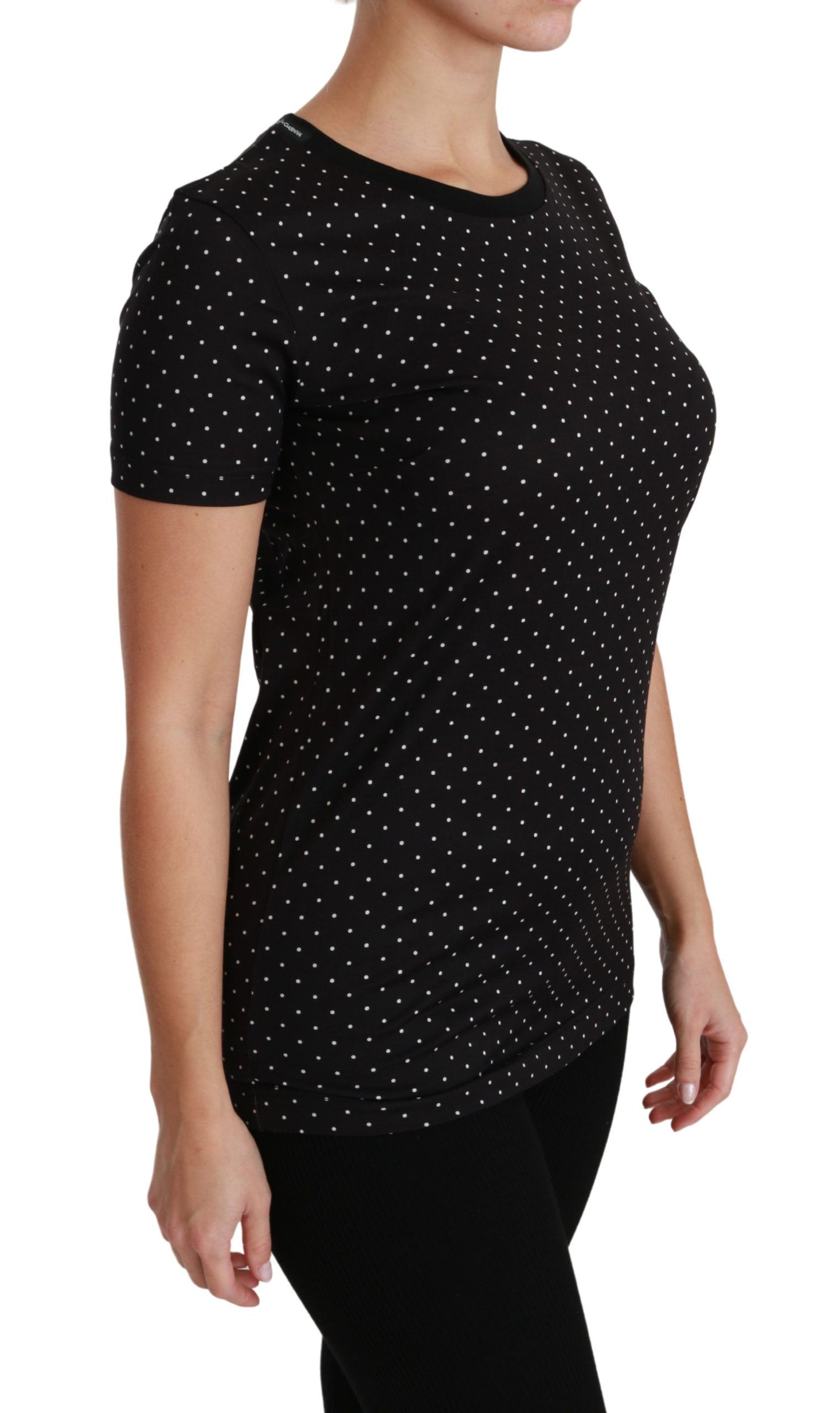 Dolce &amp; Gabbana T-shirt girocollo in cotone con pois neri
