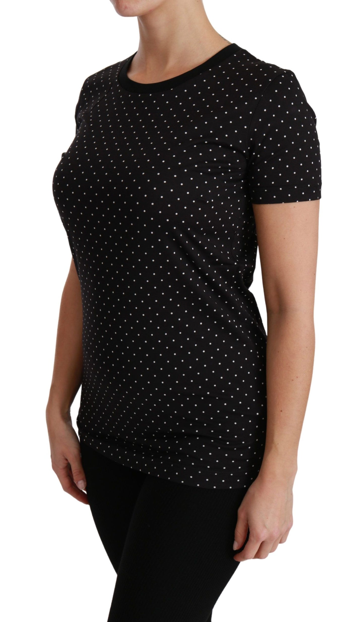 Dolce &amp; Gabbana T-shirt girocollo in cotone con pois neri