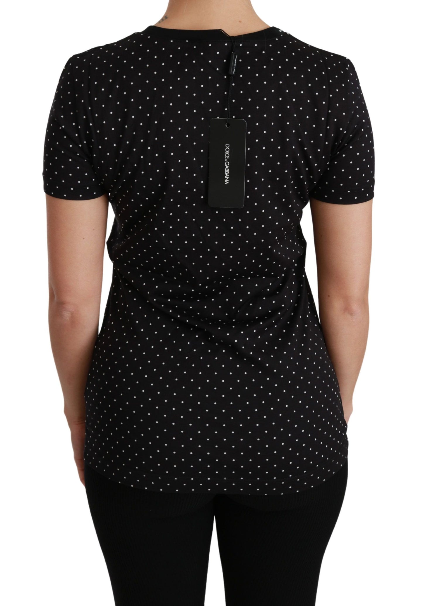Dolce &amp; Gabbana T-shirt girocollo in cotone con pois neri