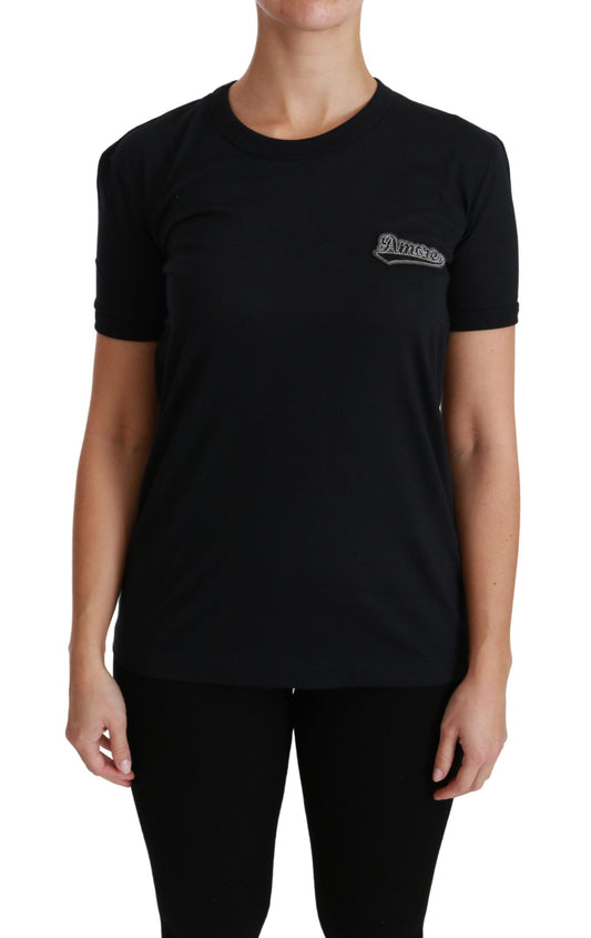 Dolce &amp; Gabbana T-shirt girocollo in cotone con patch Amore blu