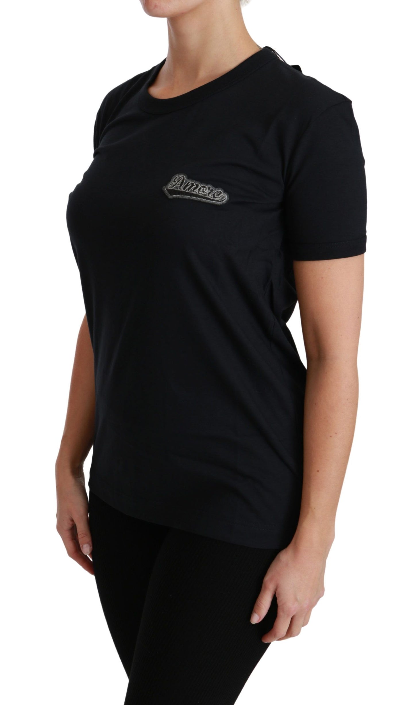 Dolce &amp; Gabbana T-shirt girocollo in cotone con patch Amore blu