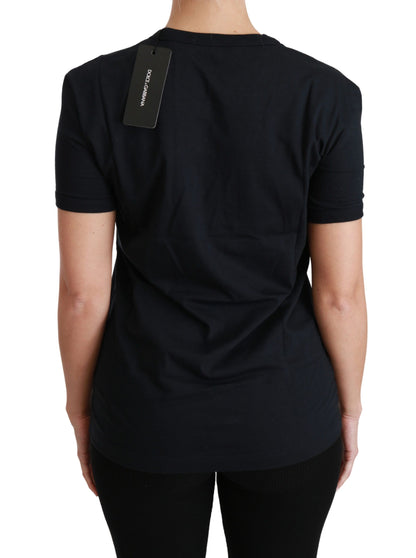 Dolce &amp; Gabbana T-shirt girocollo in cotone con patch Amore blu