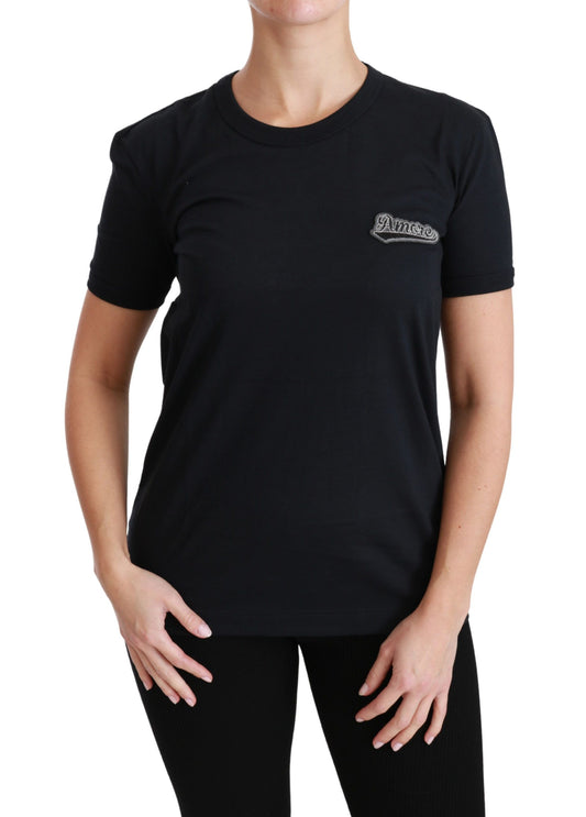 Dolce &amp; Gabbana T-shirt girocollo in cotone con patch Amore blu