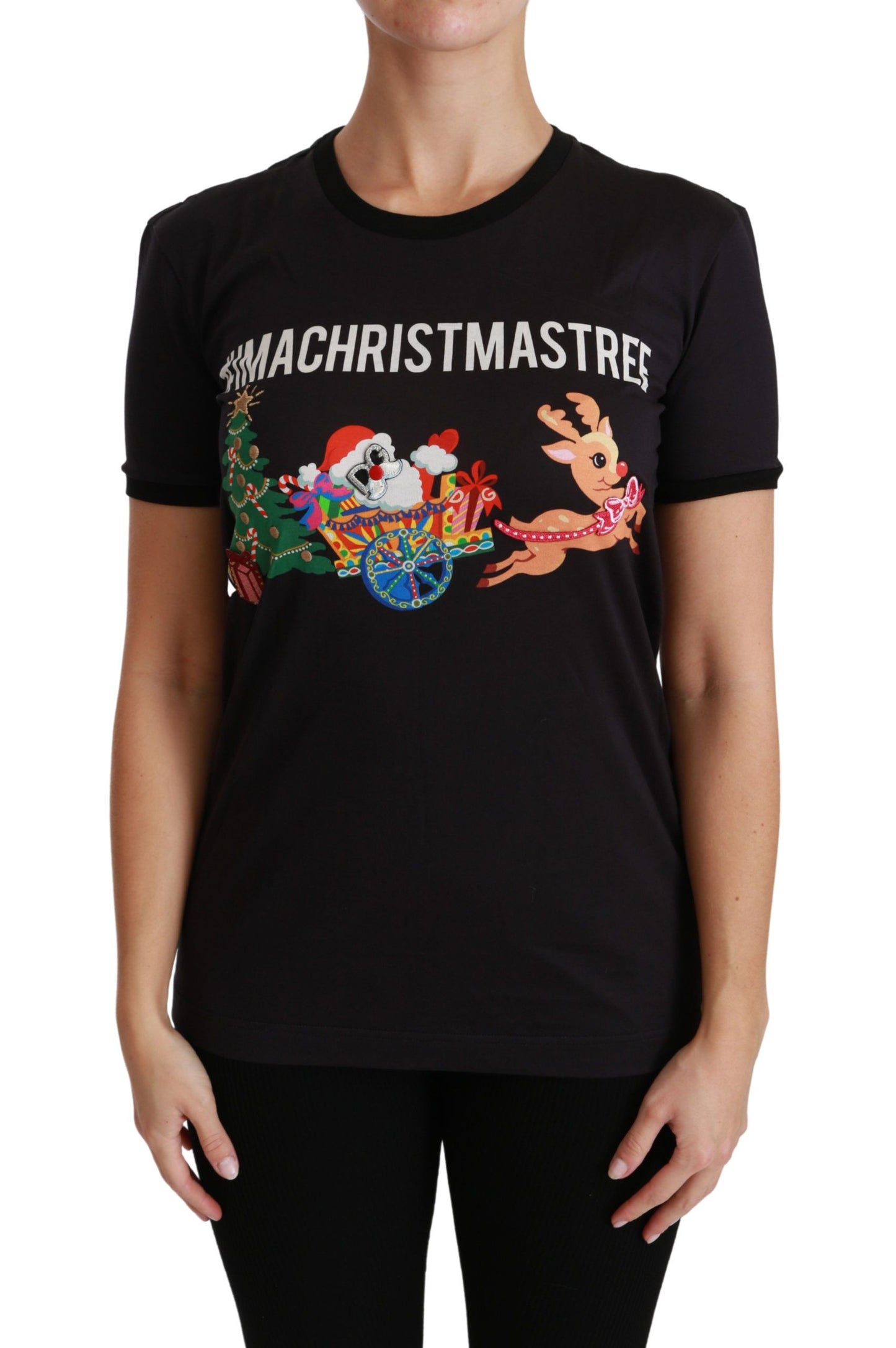 Dolce &amp; Gabbana T-shirt girocollo nera #ImAChristmasTree