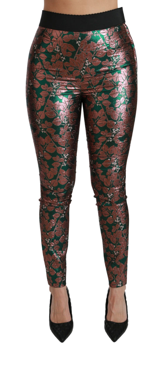 Pantaloni skinny con collant color bronzo verde Dolce &amp; Gabbana