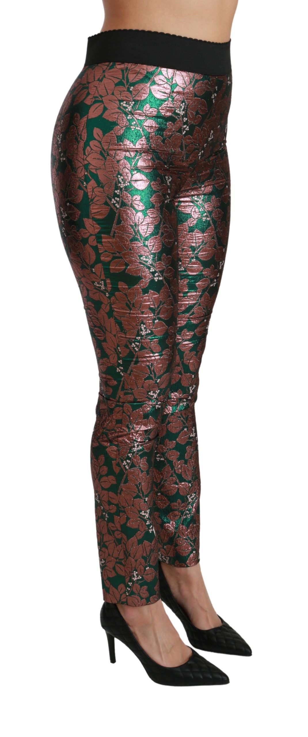 Pantaloni skinny con collant color bronzo verde Dolce &amp; Gabbana