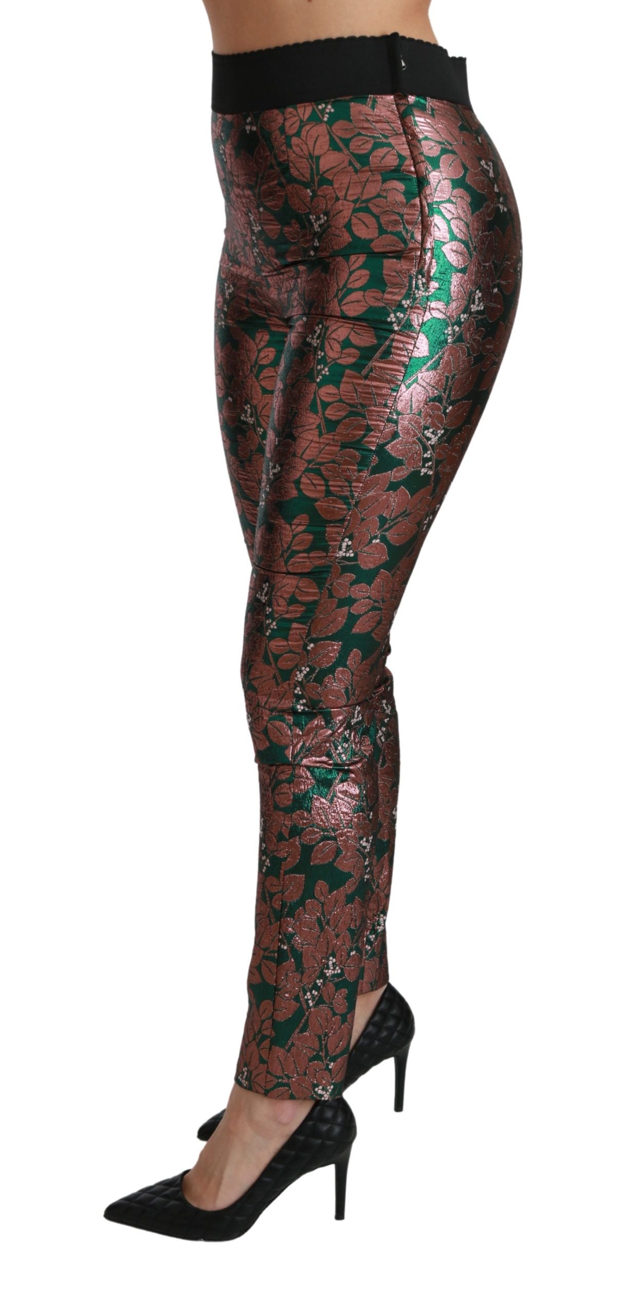 Pantaloni skinny con collant color bronzo verde Dolce &amp; Gabbana