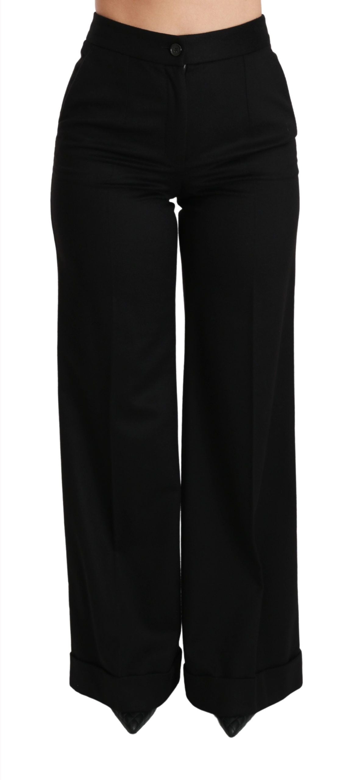 Pantaloni in cashmere a gamba larga neri Dolce &amp; Gabbana