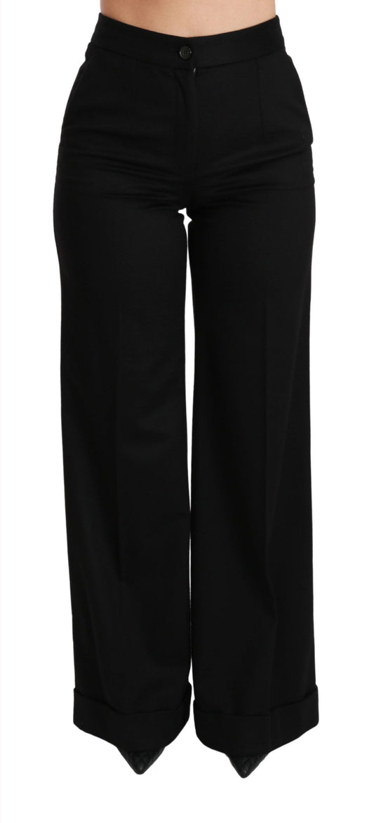 Pantaloni in cashmere a gamba larga neri Dolce &amp; Gabbana