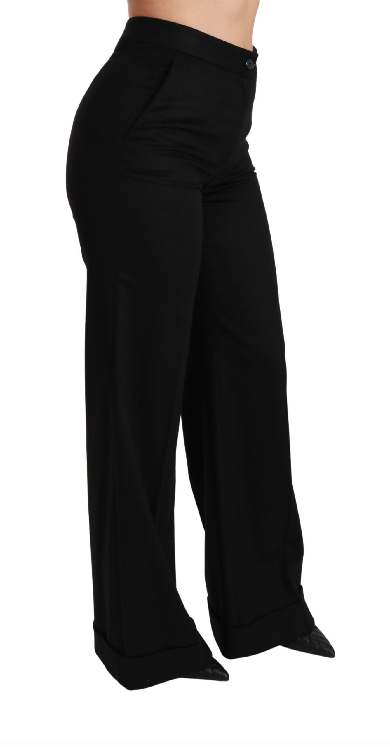 Pantaloni in cashmere a gamba larga neri Dolce &amp; Gabbana