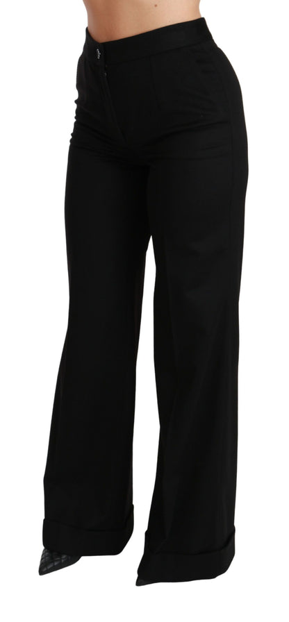 Pantaloni in cashmere a gamba larga neri Dolce &amp; Gabbana