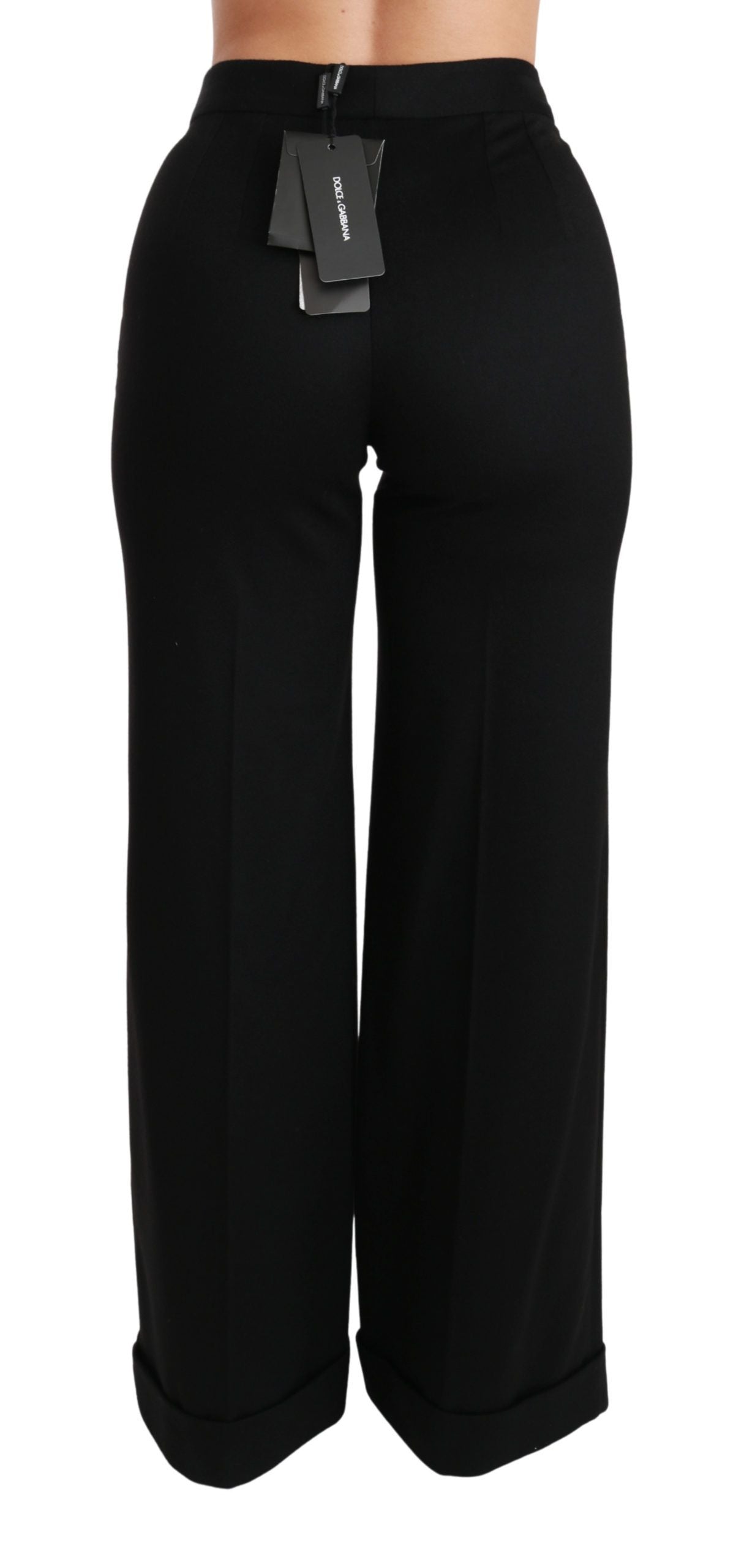 Pantaloni in cashmere a gamba larga neri Dolce &amp; Gabbana