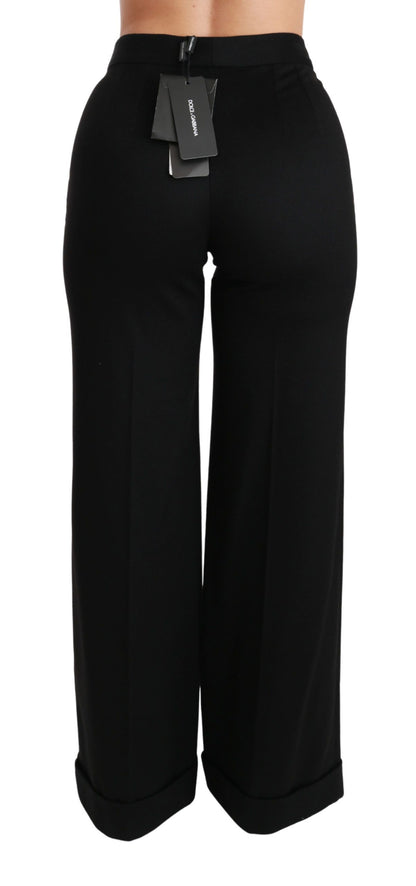 Pantaloni in cashmere a gamba larga neri Dolce &amp; Gabbana
