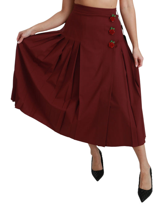 Gonna lunga in lana plissettata a vita alta rossa Dolce &amp; Gabbana