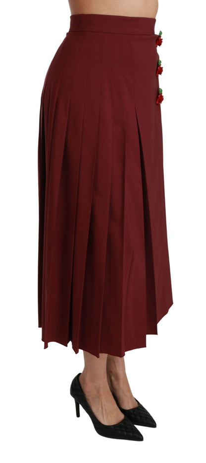 Gonna lunga in lana plissettata a vita alta rossa Dolce &amp; Gabbana