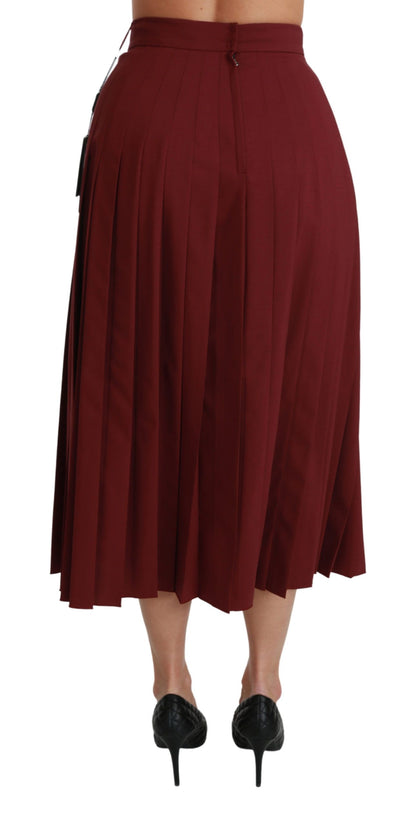 Gonna lunga in lana plissettata a vita alta rossa Dolce &amp; Gabbana