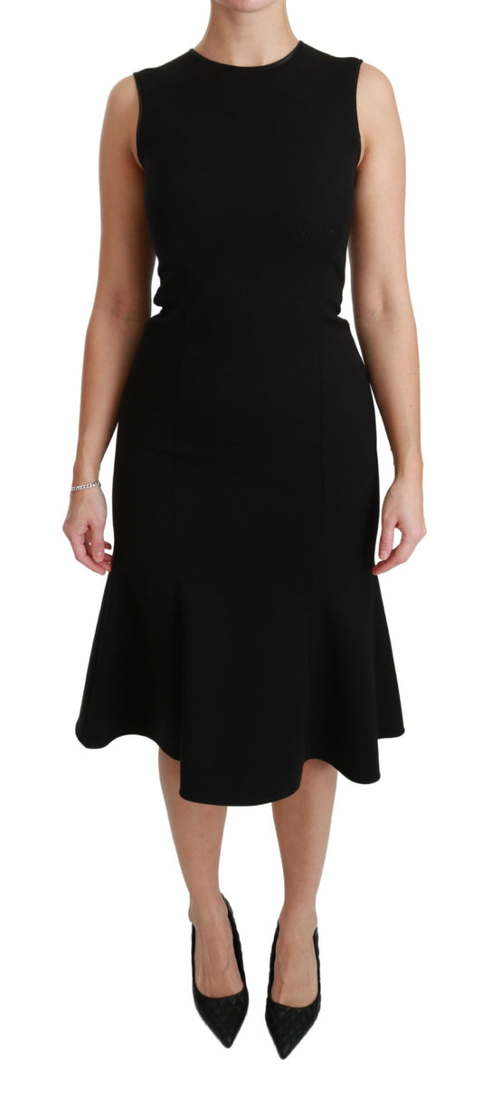 Abito tubino in lana elasticizzata Dolce &amp; Gabbana nero svasato