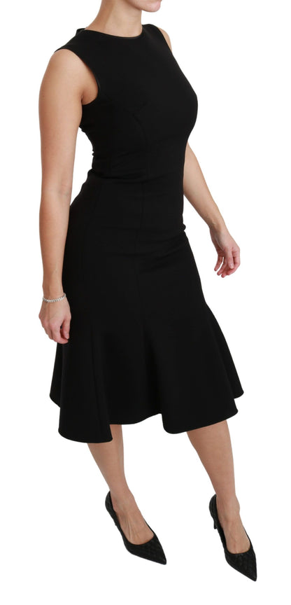Abito tubino in lana elasticizzata Dolce &amp; Gabbana nero svasato