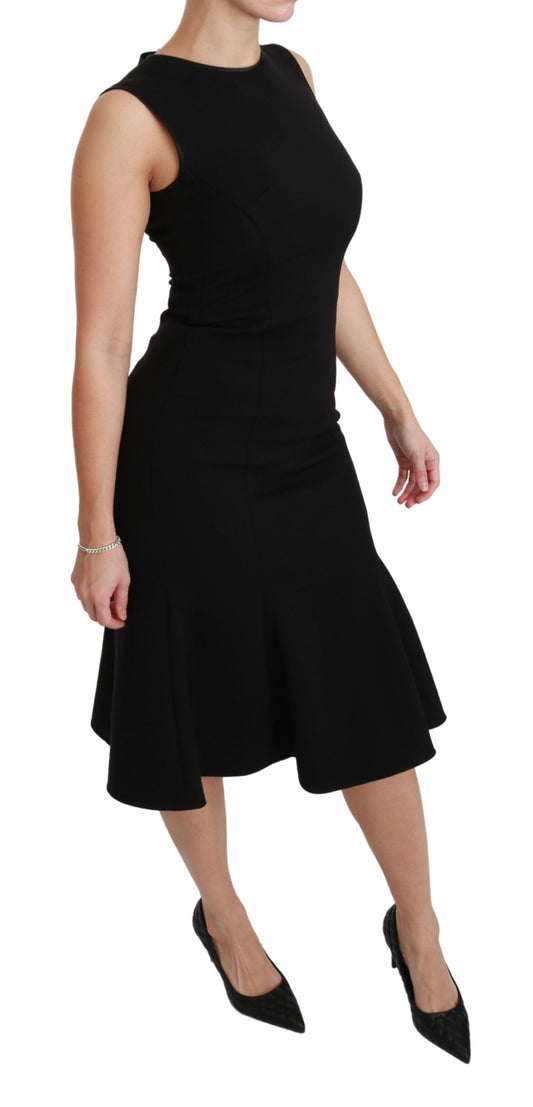 Abito tubino in lana elasticizzata Dolce &amp; Gabbana nero svasato