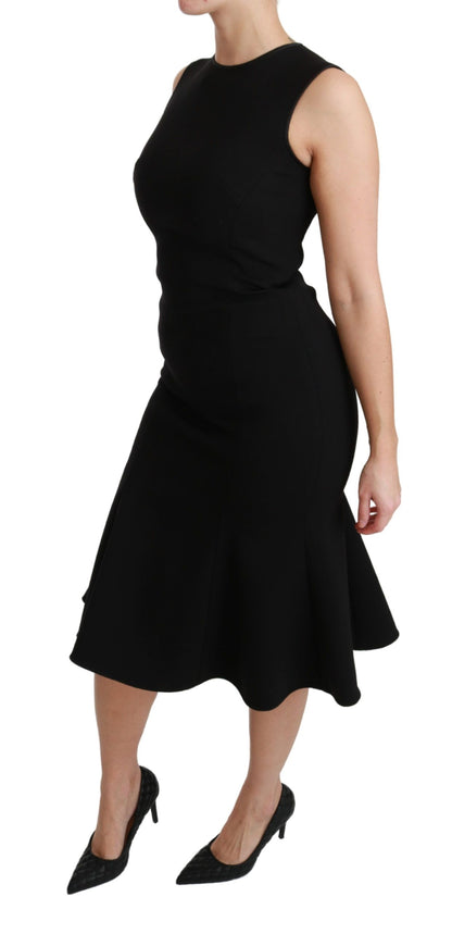 Abito tubino in lana elasticizzata Dolce &amp; Gabbana nero svasato
