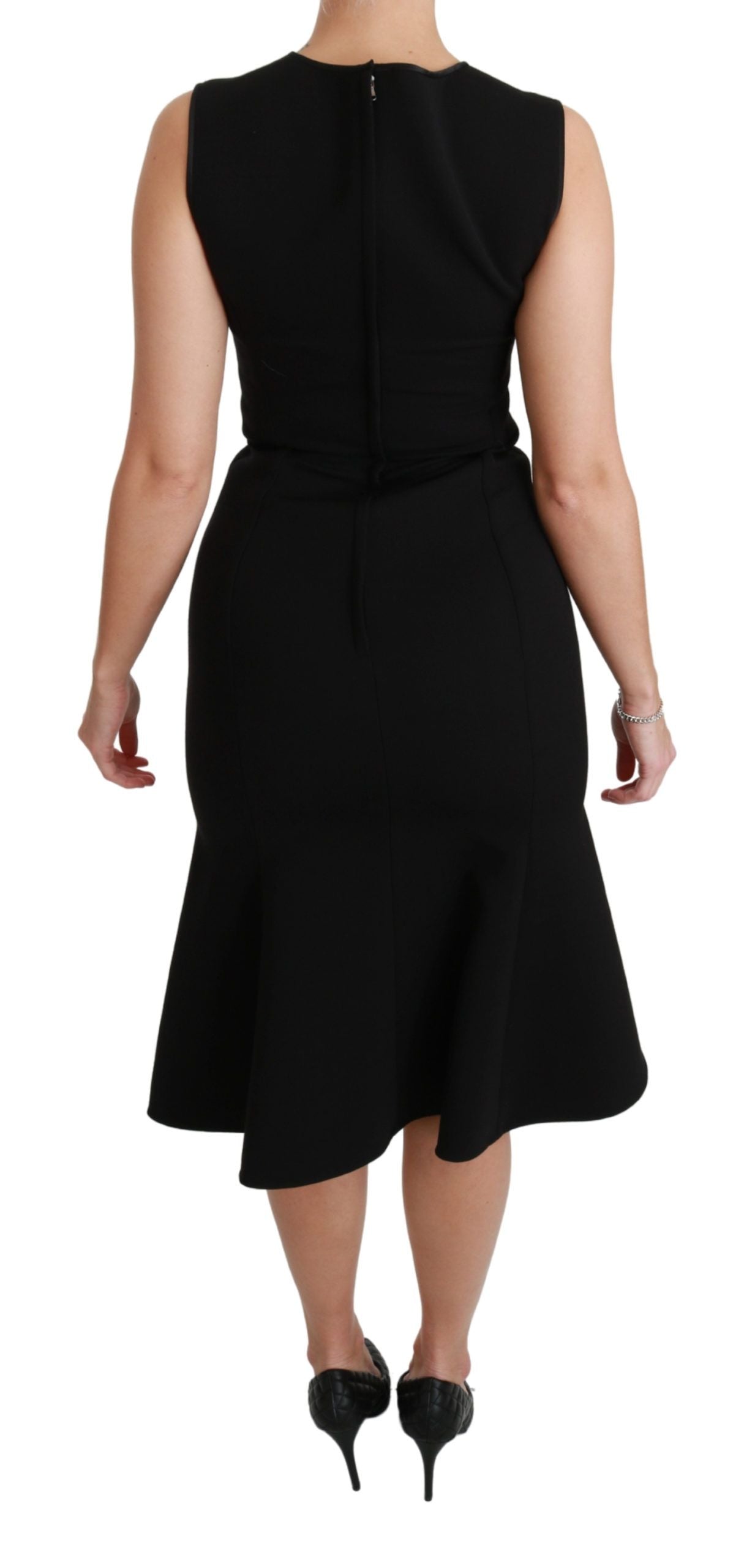 Abito tubino in lana elasticizzata Dolce &amp; Gabbana nero svasato