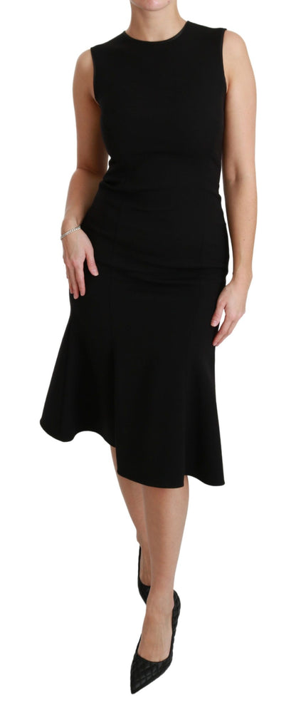Abito tubino in lana elasticizzata Dolce &amp; Gabbana nero svasato