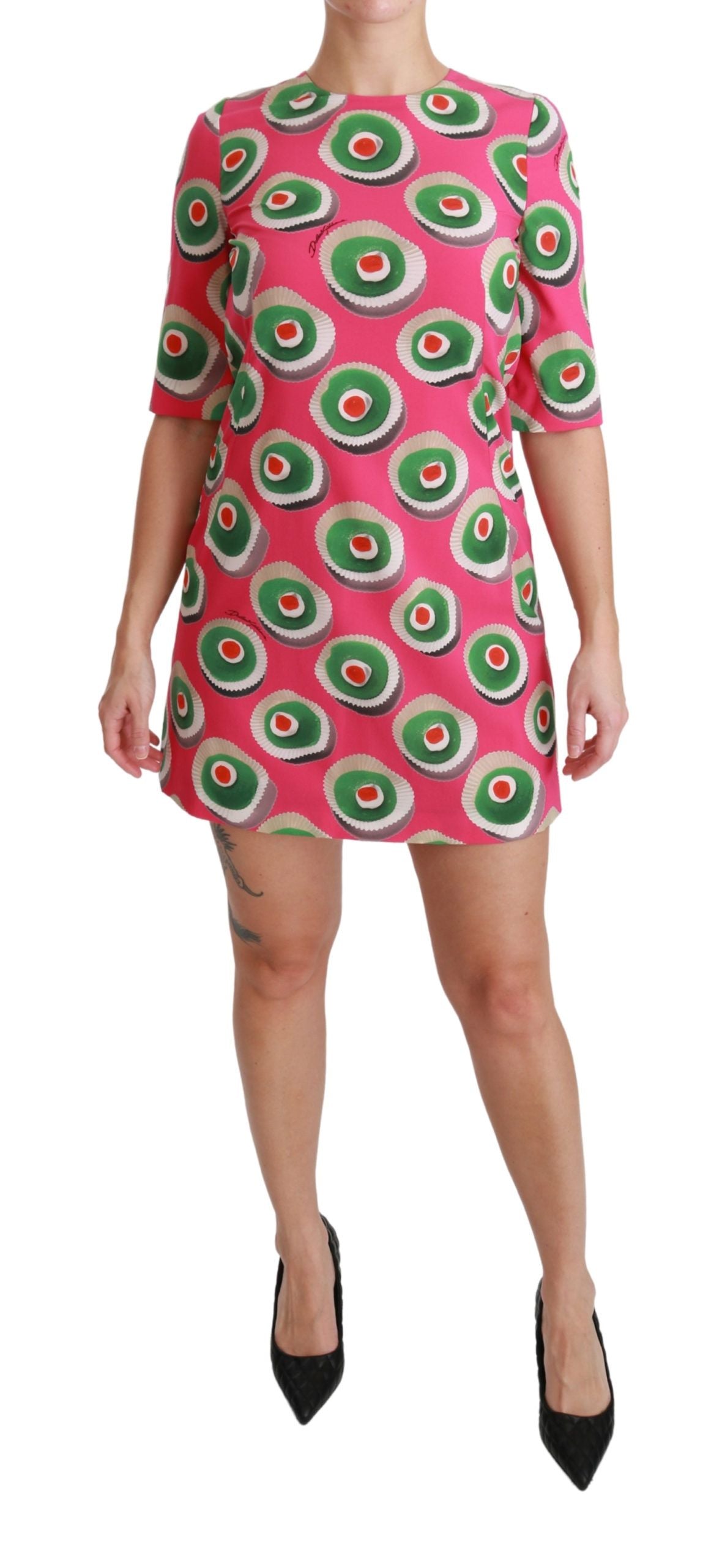 Abito elasticizzato a tubino in seta rosa Dolce &amp; Gabbana