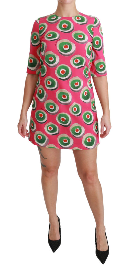 Abito elasticizzato a tubino in seta rosa Dolce &amp; Gabbana