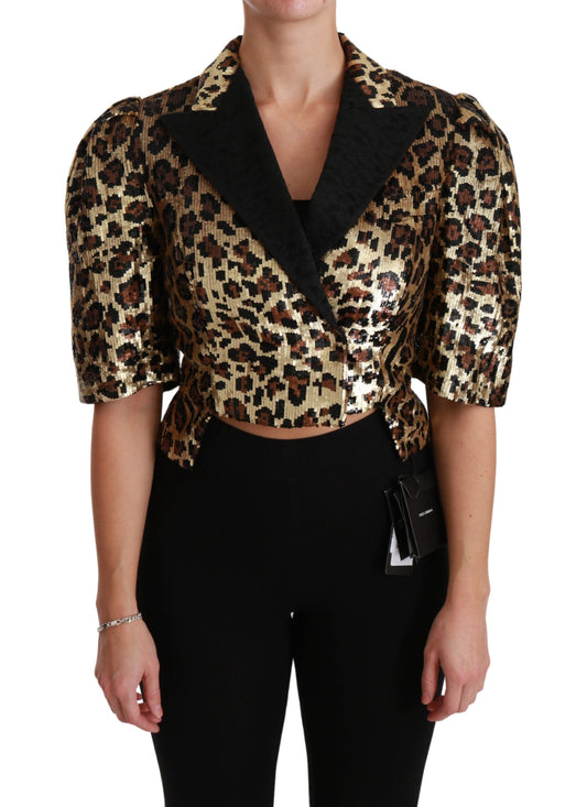 Blazer Dolce &amp; Gabbana con paillettes leopardate dorate