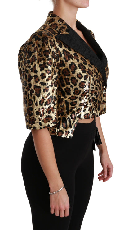 Blazer Dolce &amp; Gabbana con paillettes leopardate dorate
