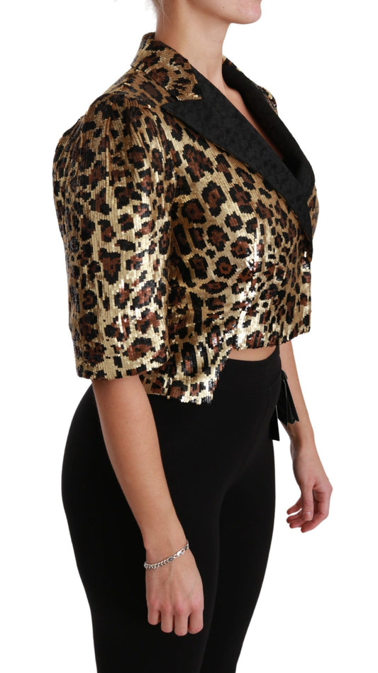 Blazer Dolce &amp; Gabbana con paillettes leopardate dorate