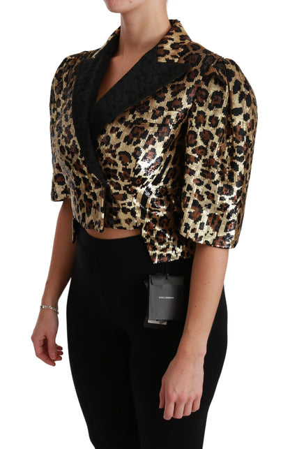 Blazer Dolce &amp; Gabbana con paillettes leopardate dorate