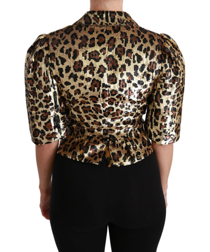 Blazer Dolce &amp; Gabbana con paillettes leopardate dorate