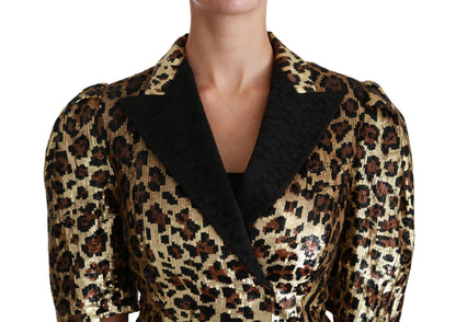 Blazer Dolce &amp; Gabbana con paillettes leopardate dorate